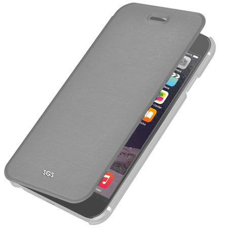 MERCURY CUSTODIA A LIBRO IPHONE 6 GREY CON RETRO TRASPARENTE