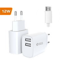 Caricatore Dual USB 2.4Amp 12W + Cavo Micro Usb