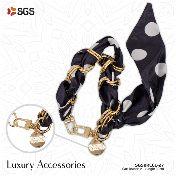 Bracciale 30 cm Foulard Nero Pois Per Smartphone