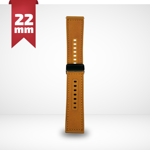 Cinturino Per Smartwatch 22mm In Pelle E Silicone - Arancione